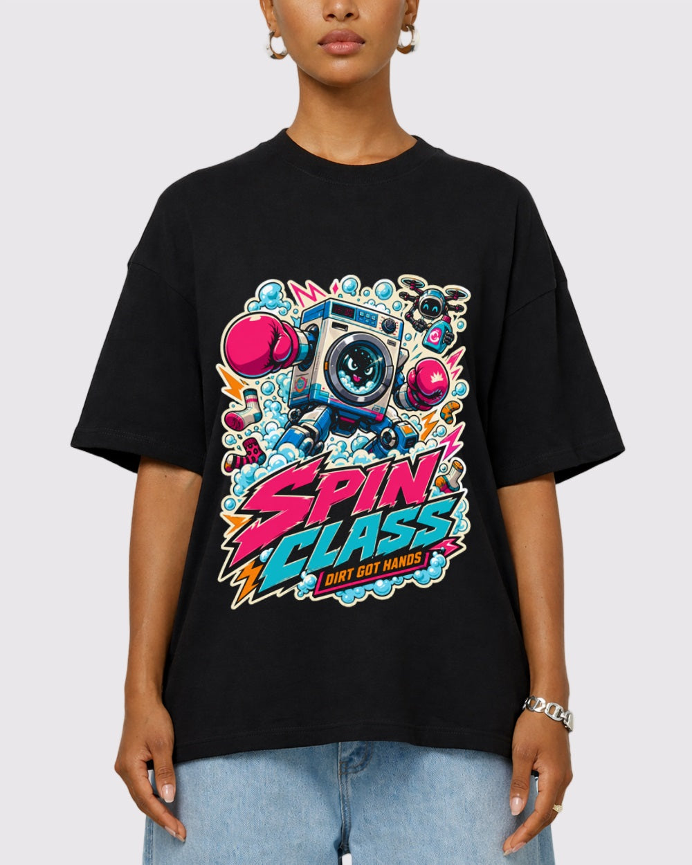 Spin Class, Dirt Got Hands Streetwear Graphic T-Shirt, primary front view, image 1
