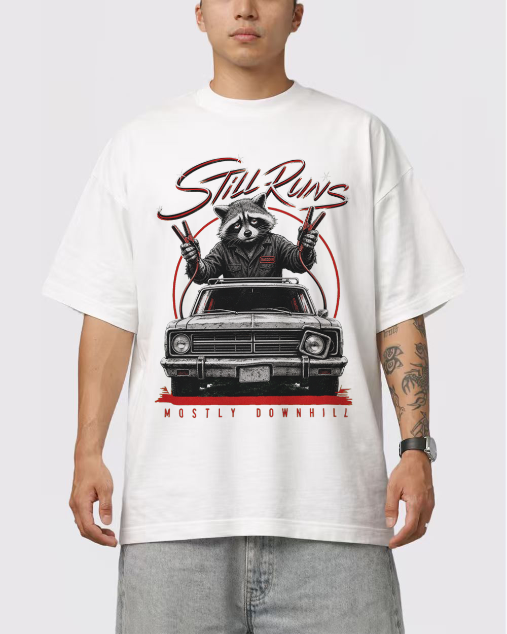 Still Runs, Mostly Downhill Retro Graphic T-Shirt, primary front view, image 1