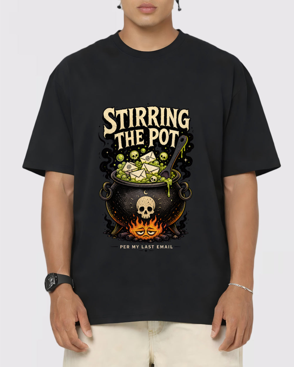Stirring the Pot Dark Graphic T-Shirt, primary front view, image 1