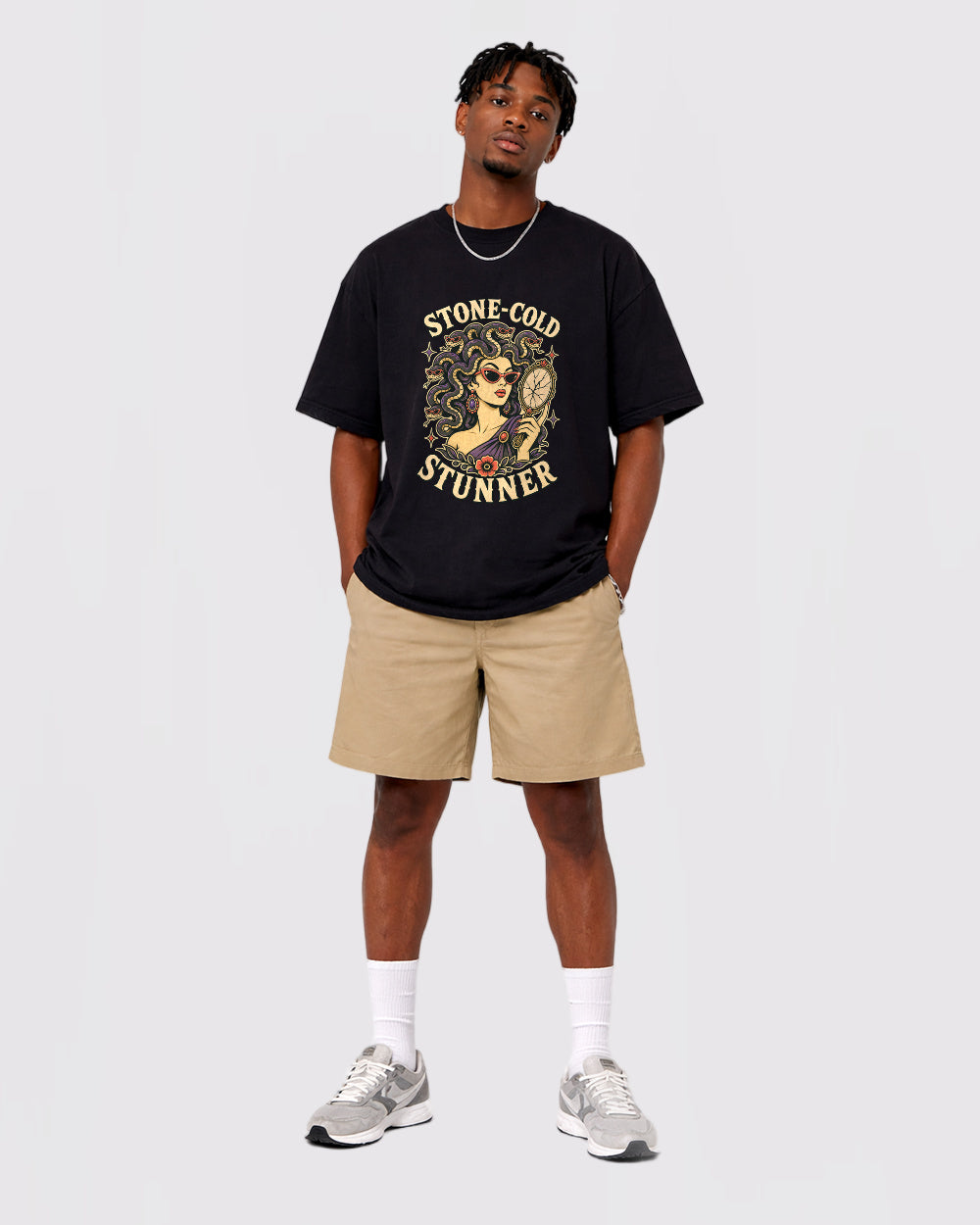 Stone Cold Dark Graphic T-Shirt, full body fit view, image 2