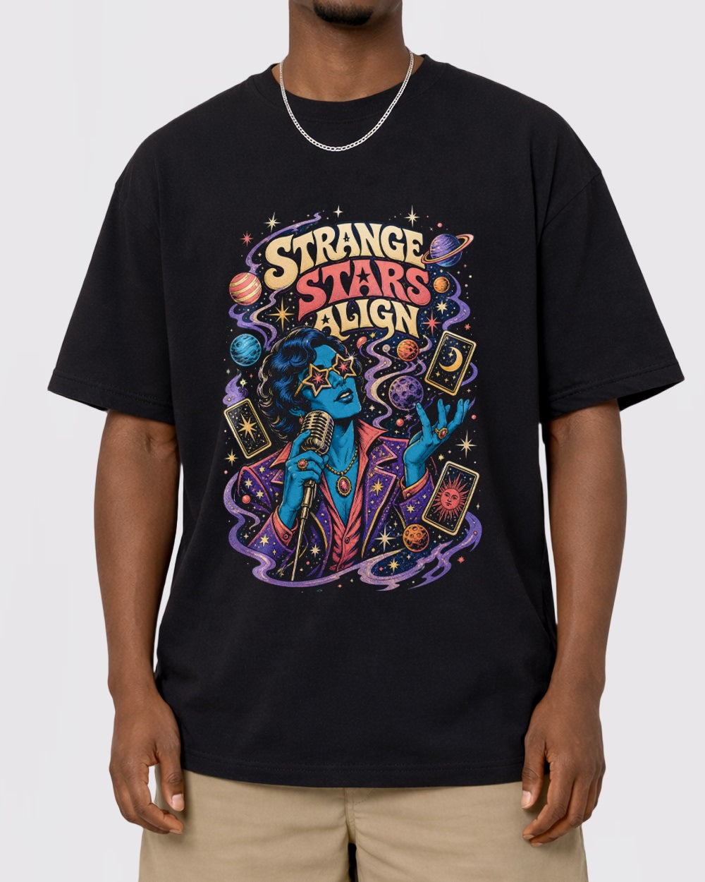 White Strange Stars Ahead Graphic T-Shirt primary front view 1 image