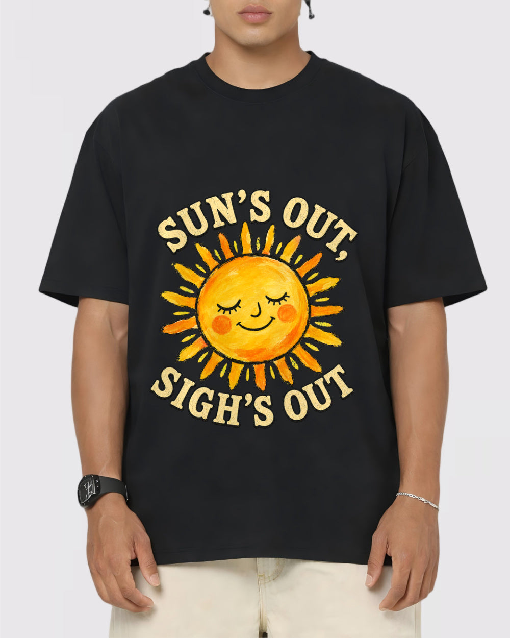 White Suns Out Sighs Out Graphic T-Shirt primary front view 1 image
