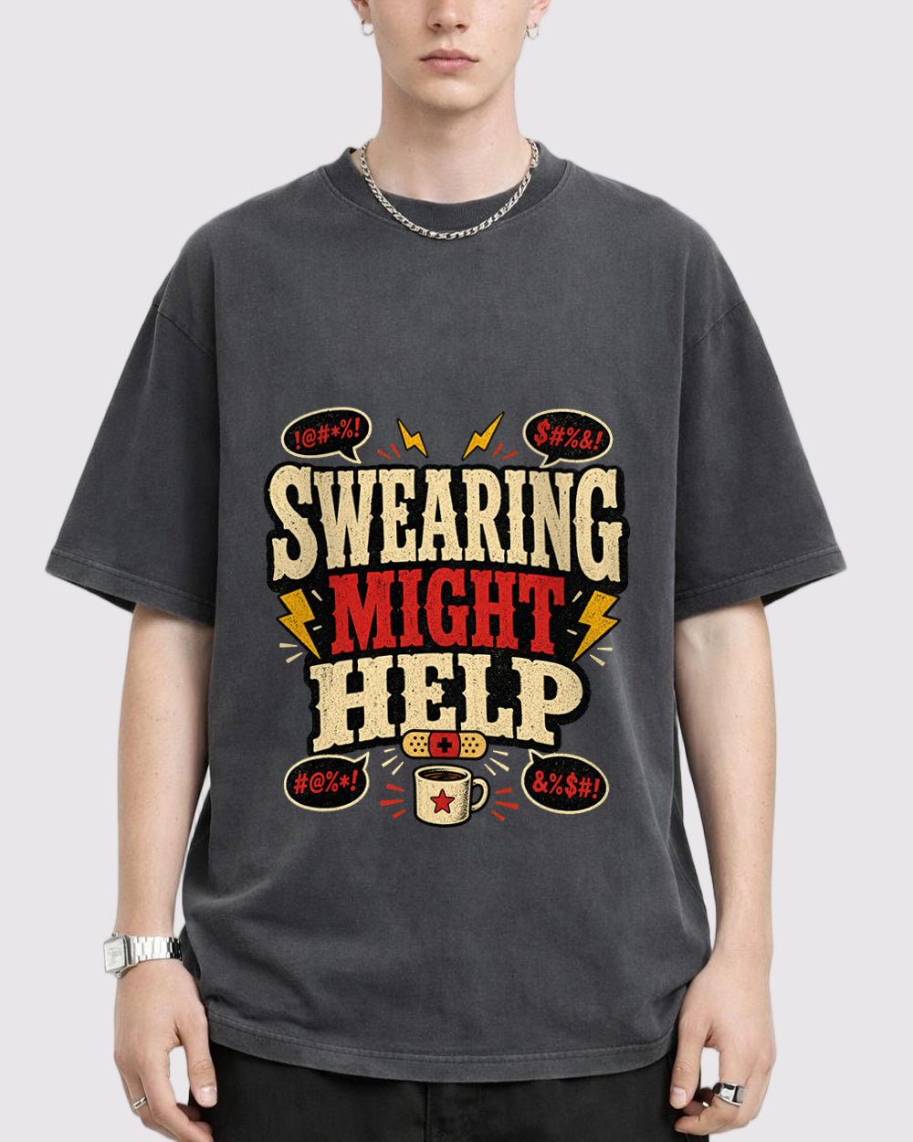 Swearing Might Help Pop Culture Graphic T-Shirt, primary front view, image 1
