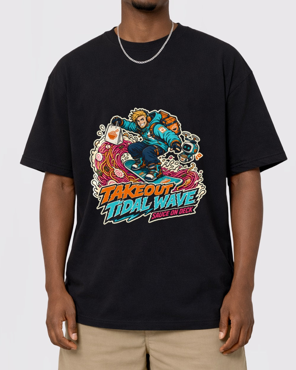White Takeout Till the Wave Graphic T-Shirt primary front view 1 image