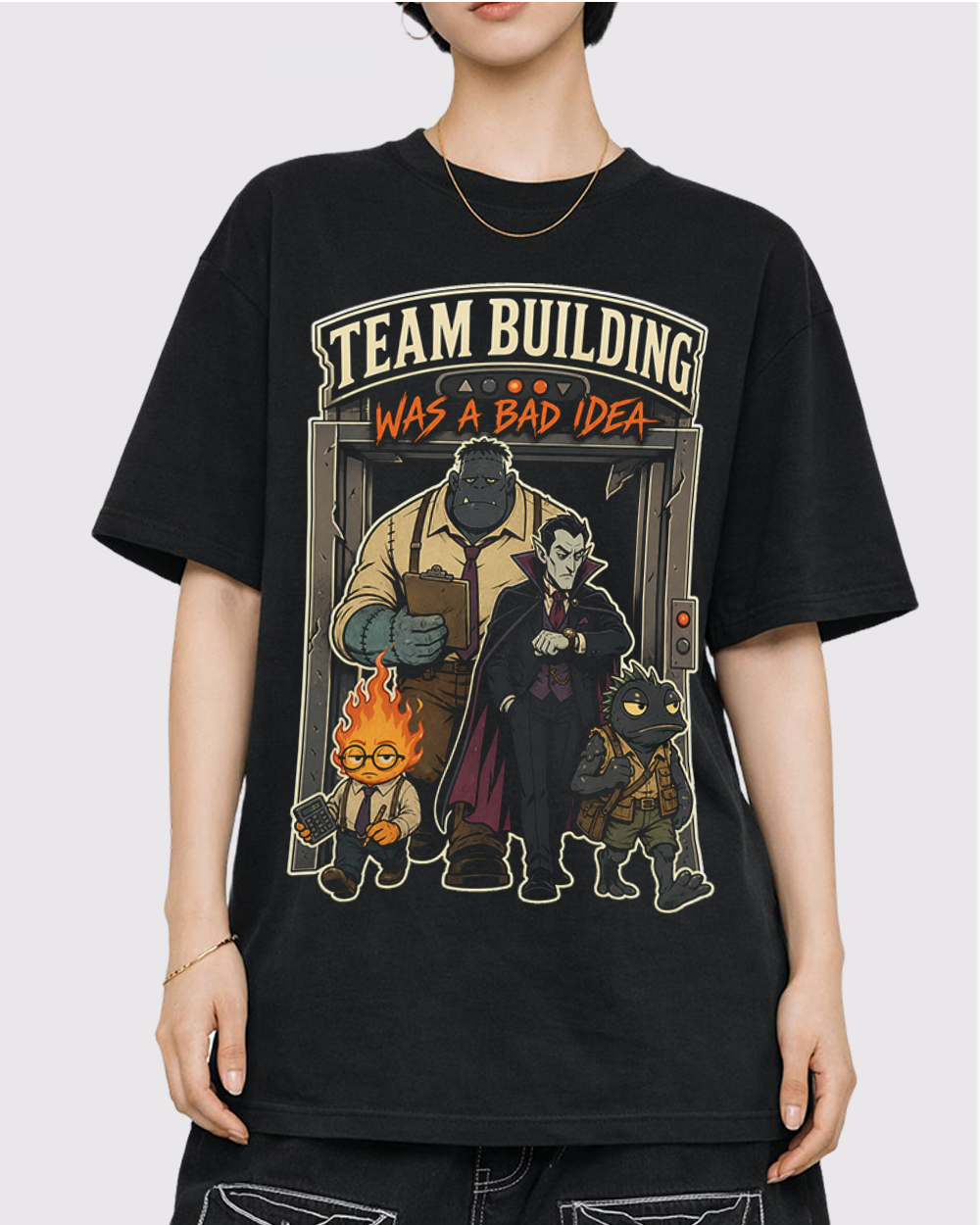 Team Building Was a Bad Idea Retro Graphic T-Shirt, primary front view, image 1