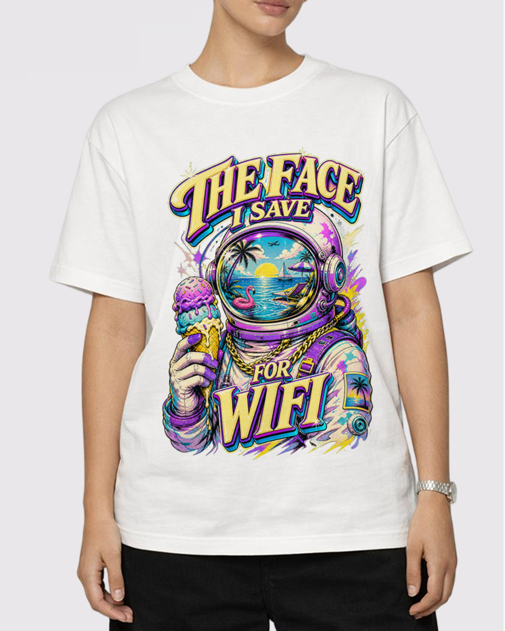The Face I Save For WiFi Retro Graphic T-Shirt, primary front view, image 1