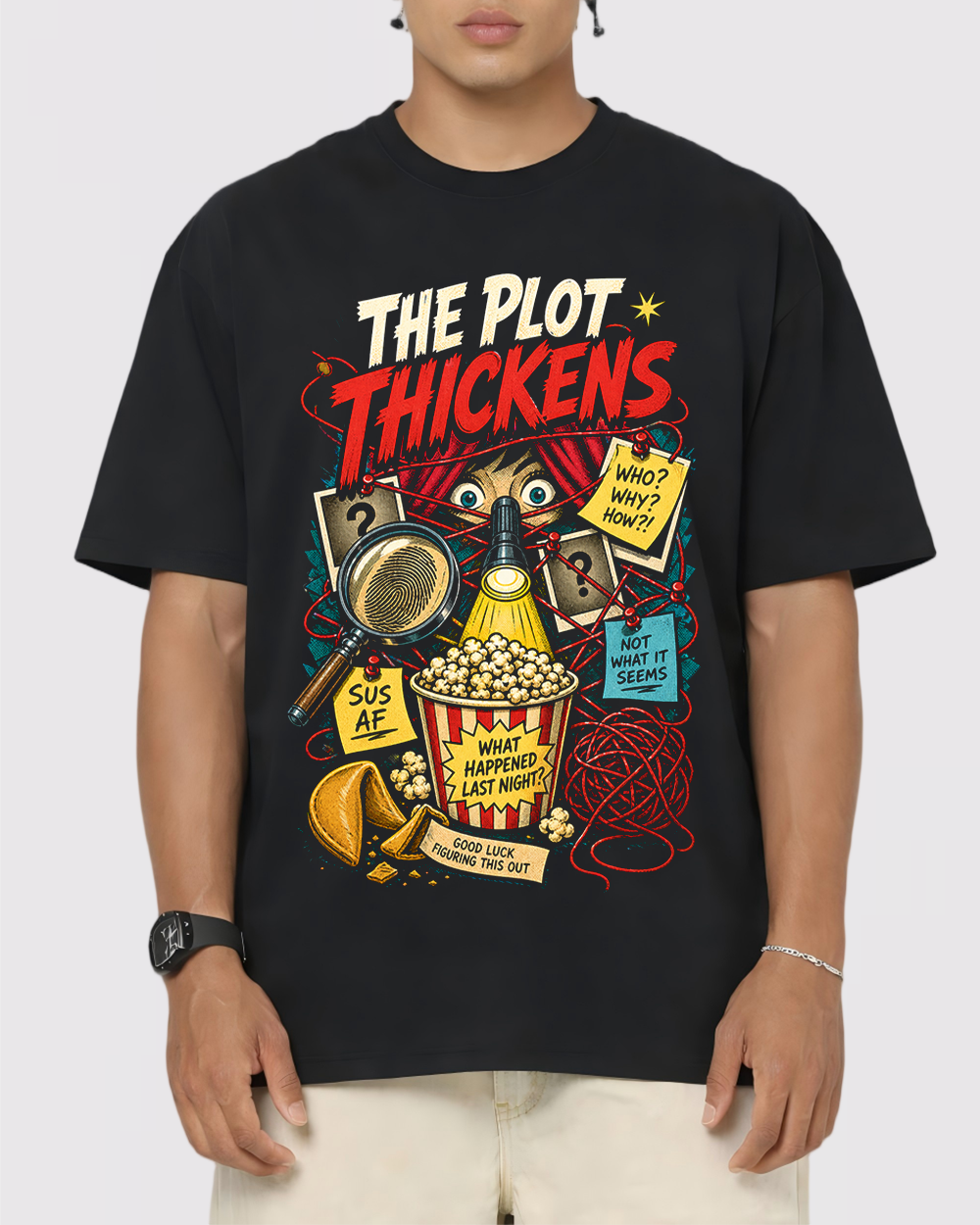 The Plot Thickens Retro Graphic T-Shirt, primary front view, image 1