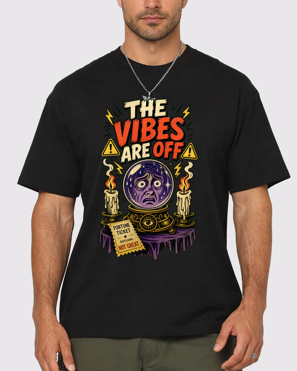 The Vibes Are Off Dark Graphic T-Shirt, primary front view, image 1