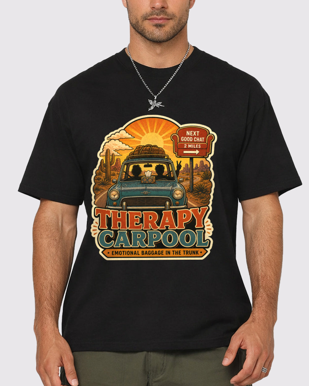 White Therapy Carpool Graphic T-Shirt primary front view 1 image