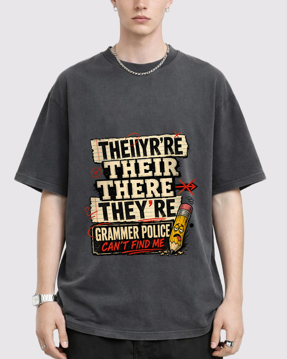 They're Their There Grammar Police Pop Culture Graphic T-Shirt, primary front view, image 1