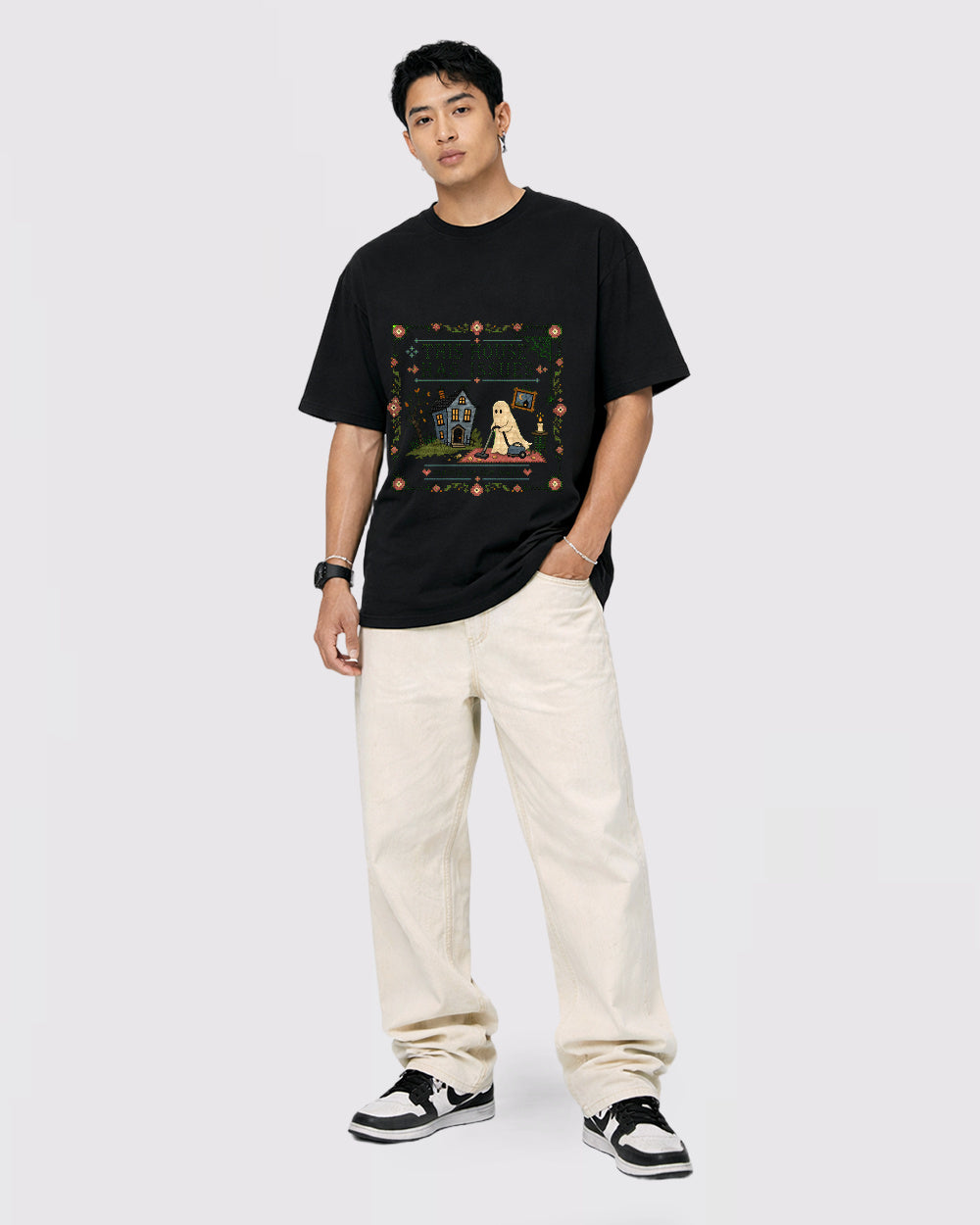 This House Has Issues Dark Graphic T-Shirt, full body fit view, image 2