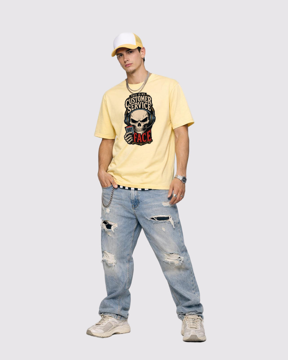 This Is My Customer Service Face Dark Graphic T-Shirt, full body fit view, image 2