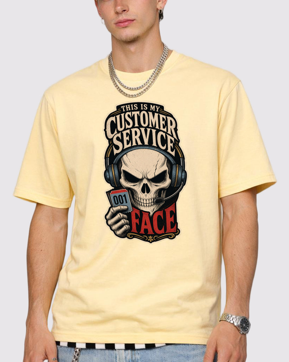 This Is My Customer Service Face Dark Graphic T-Shirt, primary front view, image 1