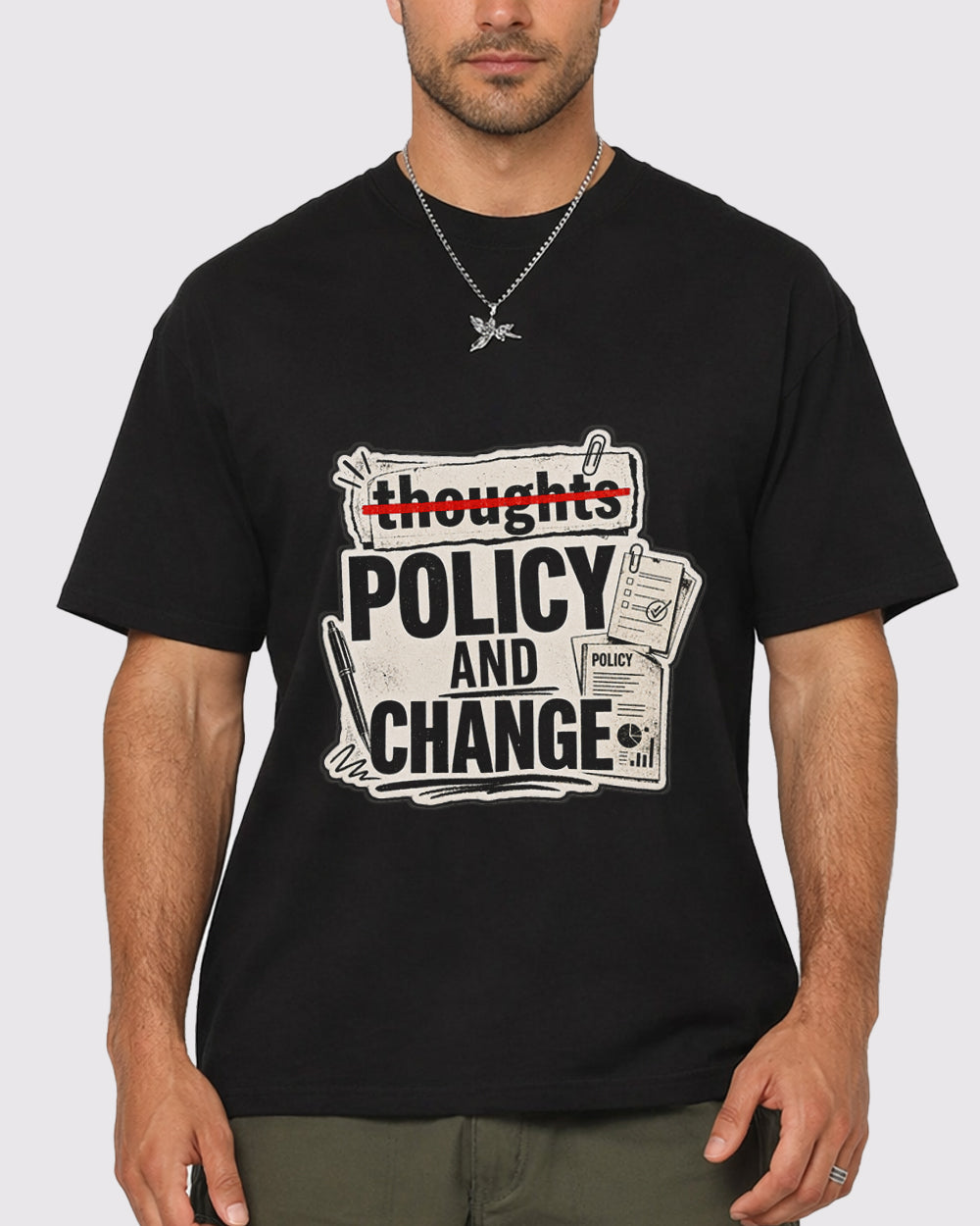 Thoughts, Policy And Change Pop Culture Graphic T-Shirt, primary front view, image 1