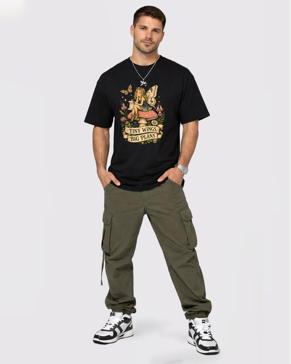 Tiny Wings Big Plans Nature Graphic T-Shirt, full body fit view, image 2
