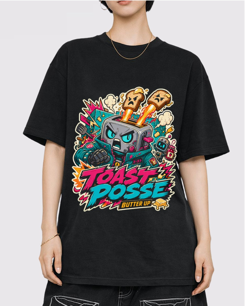 Toast Posse Butter Up Streetwear Graphic T-Shirt, primary front view, image 1
