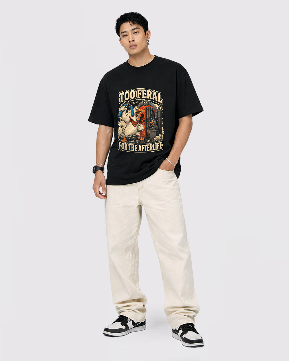 Too Feral For The Afterlife Animal Graphic T-Shirt, full body fit view, image 2