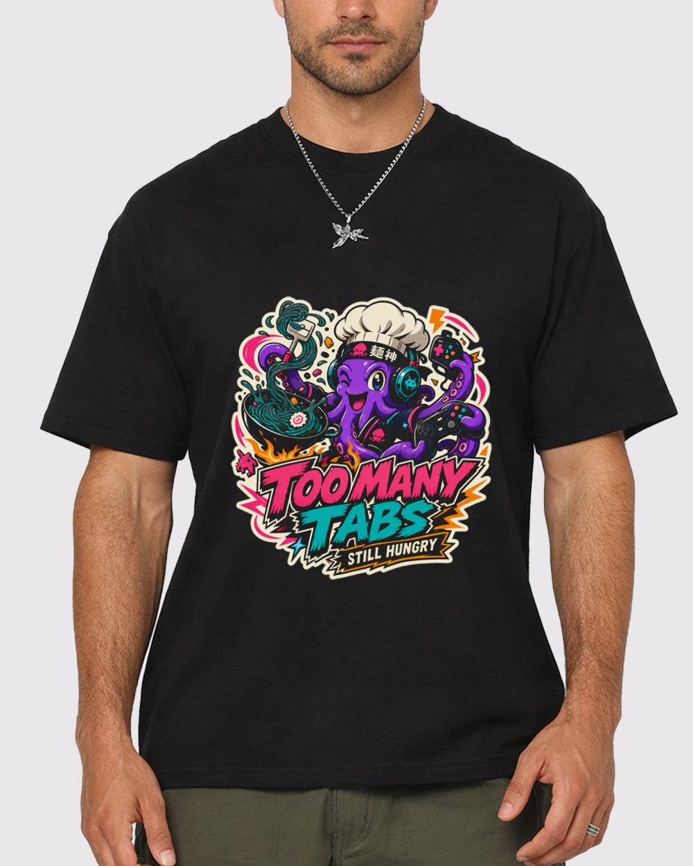 White Too Many Tabs Gaming Graphic T-Shirt primary front view 1 image