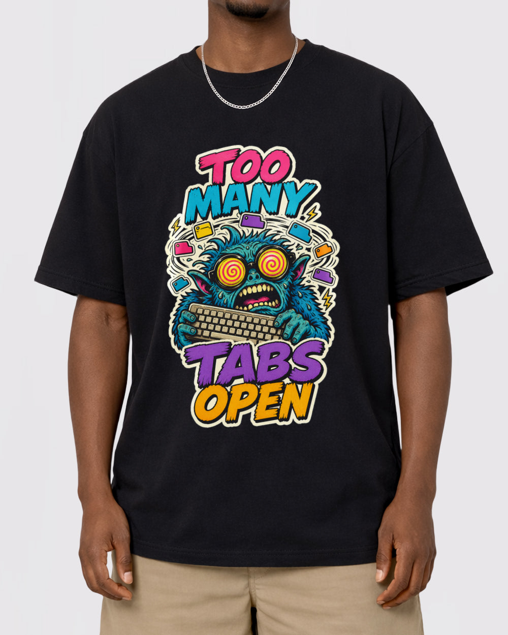 White Too Many Tabs Open Graphic T-Shirt primary front view 1 image