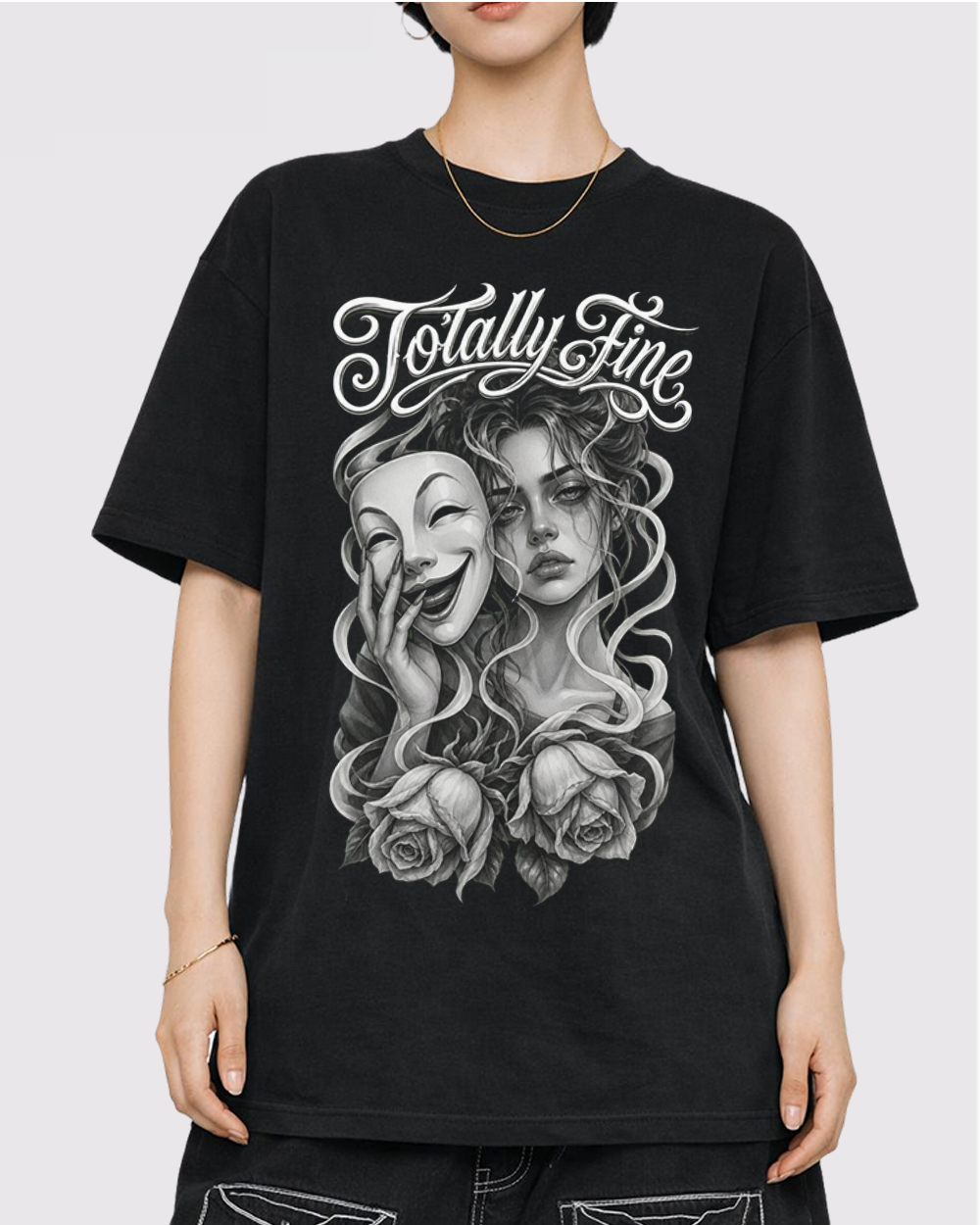 Totally Fine Retro Graphic T-Shirt, primary front view, image 1