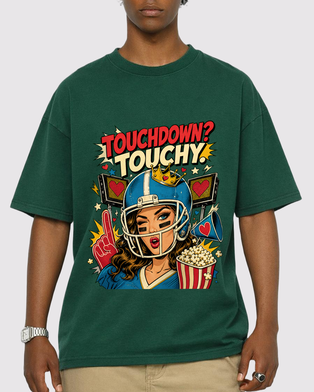 Touchdown? Touchy Retro Graphic T-Shirt, primary front view, image 1