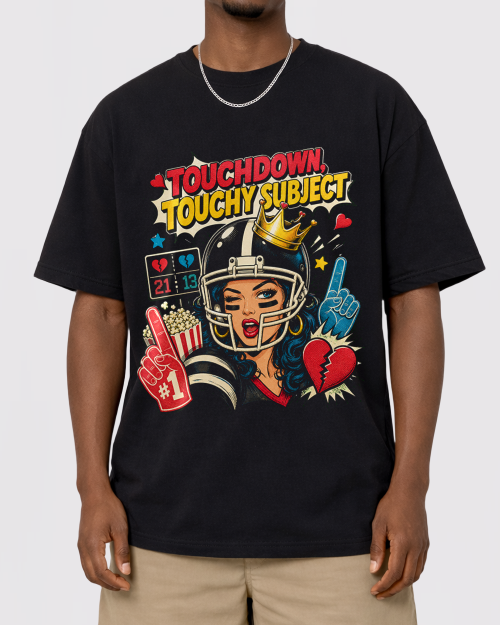 Touchdown, Touchy Subject Retro Graphic T-Shirt, primary front view, image 1