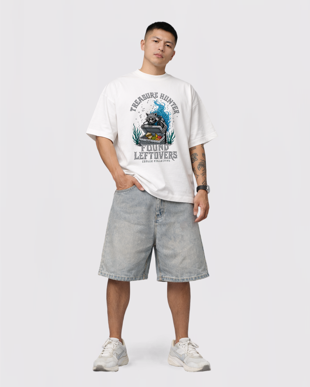 Treasure Hunter, Found Leftovers Retro Graphic T-Shirt, full body fit view, image 2