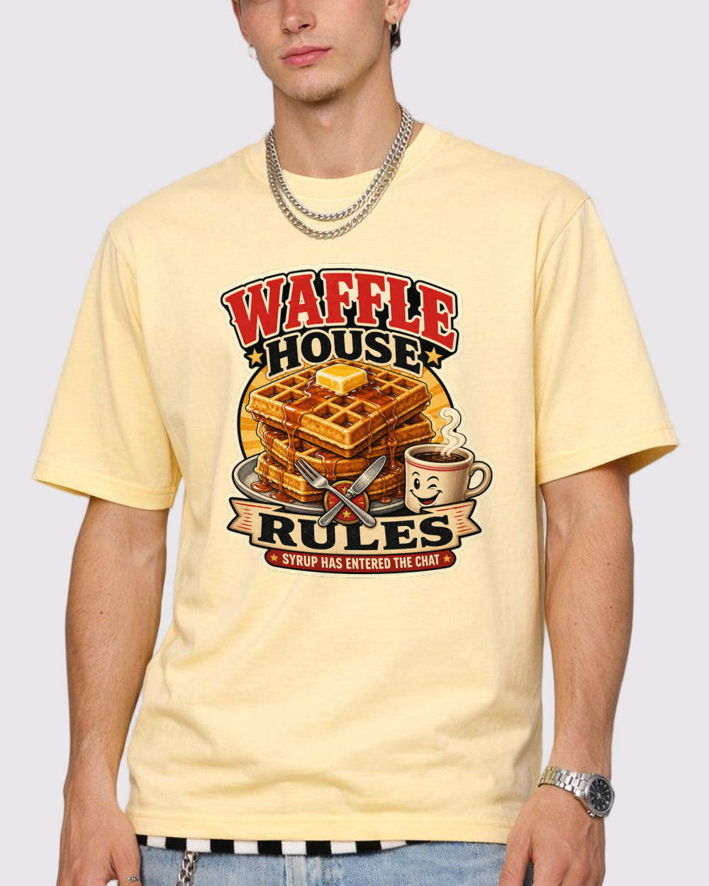 Waffle House Rules Food Graphic T-Shirt, primary front view, image 1