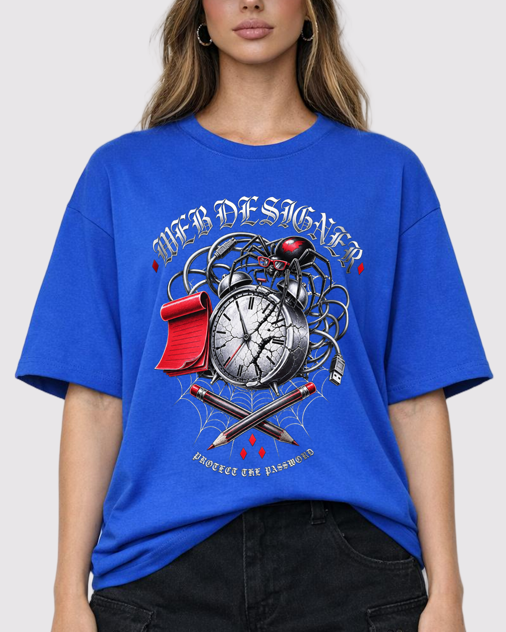 Web Designer, Protect The Network Retro Graphic T-Shirt, primary front view, image 1