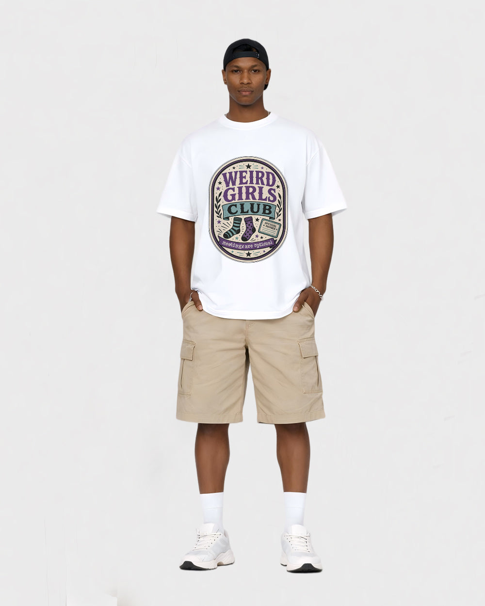 Weird Girls Club Pop Culture Graphic T-Shirt, full body fit view, image 2