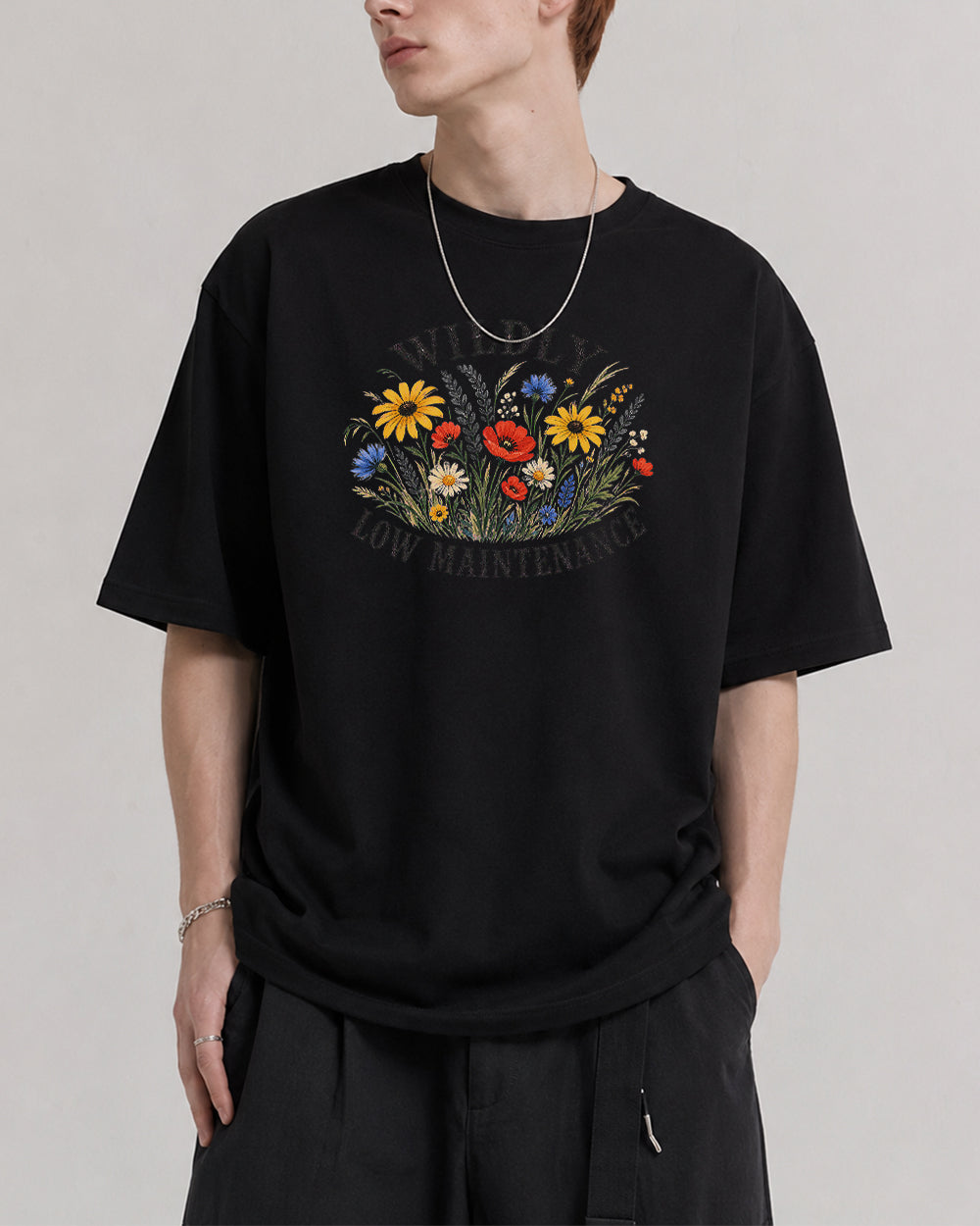 Wildly Low Maintenance Graphic T-Shirt in Black, front model view 1