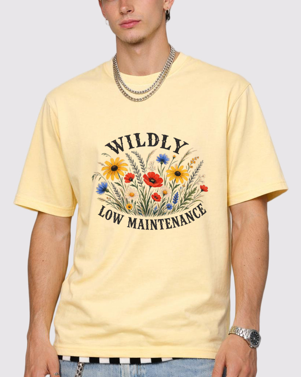 White Wildly Low Maintenance Graphic T-Shirt primary front view 1 image