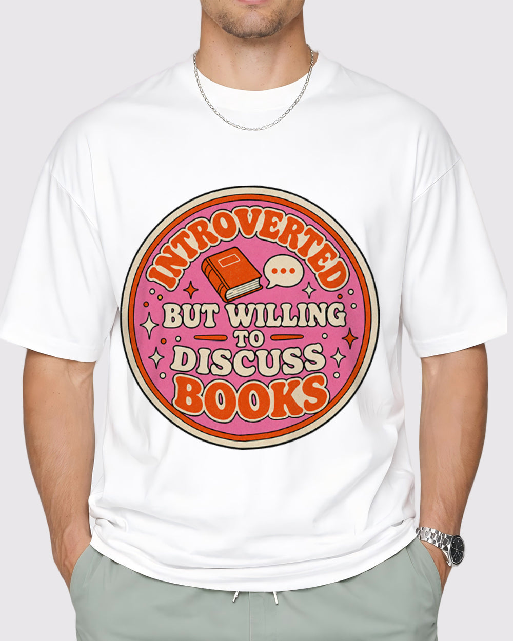 Willing To Discuss Books Pop Culture Graphic T-Shirt, primary front view, image 1