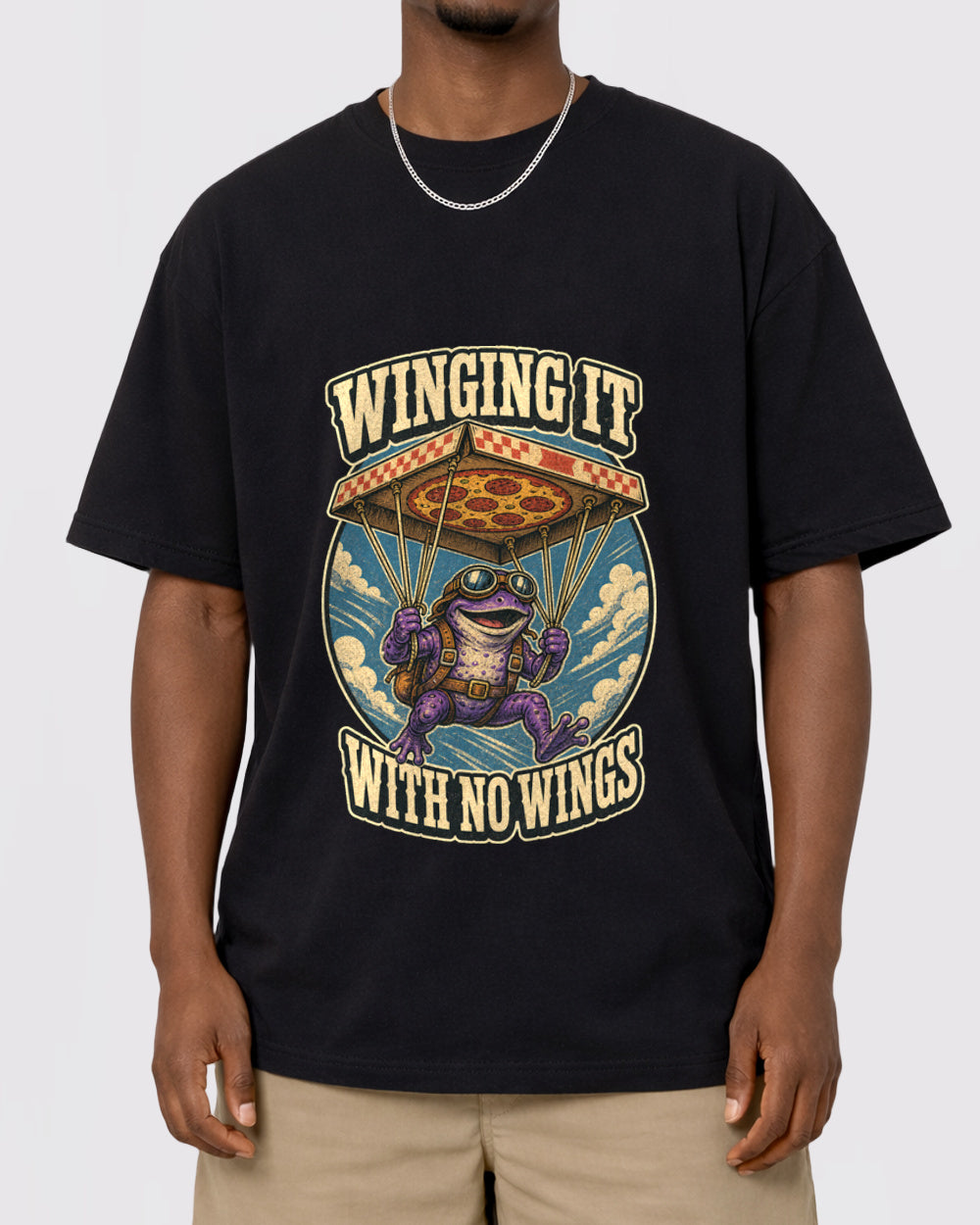White Winging It with No Wings Graphic T-Shirt primary front view 1 image