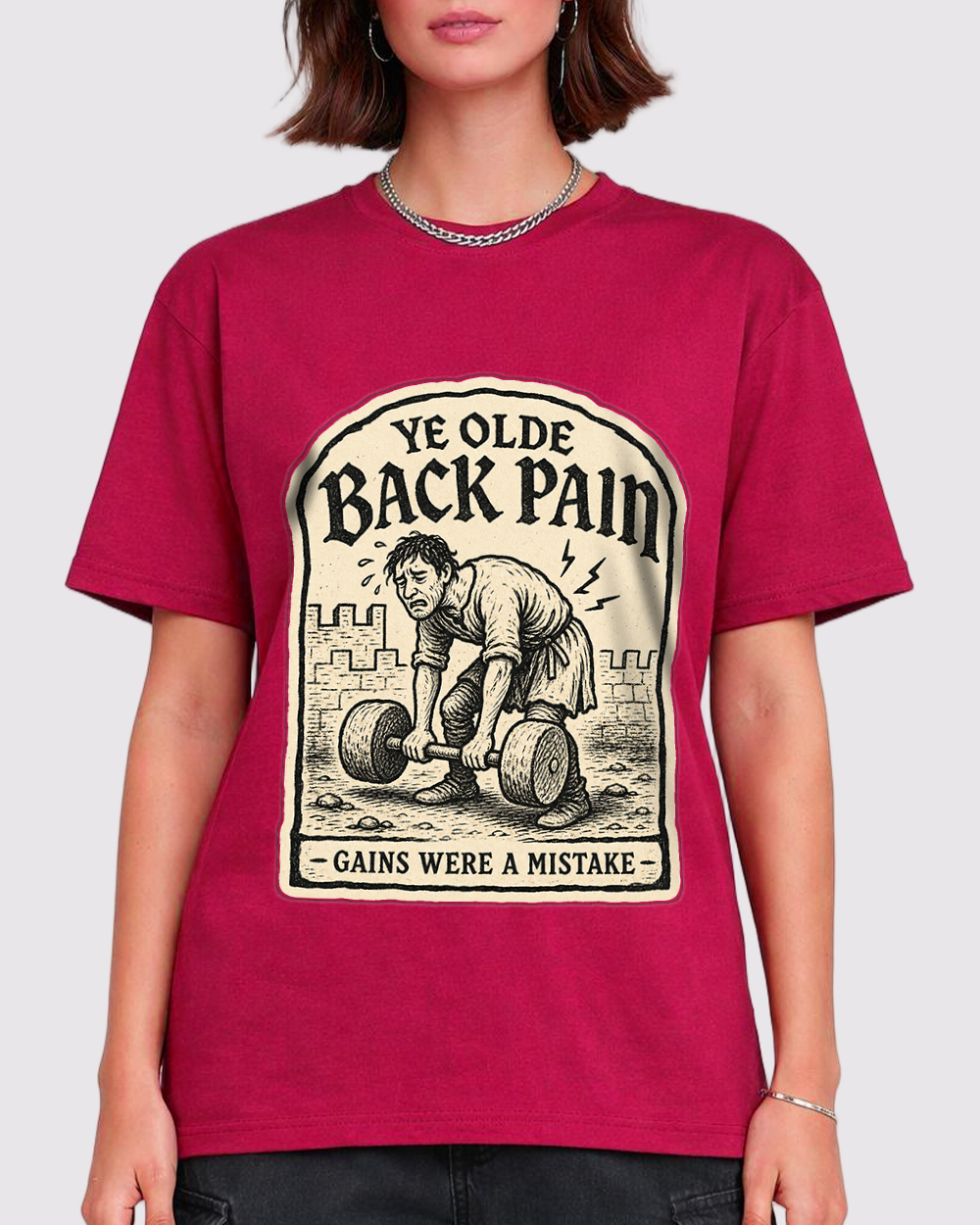 Ye Olde Back Pain Retro Graphic T-Shirt, primary front view, image 1