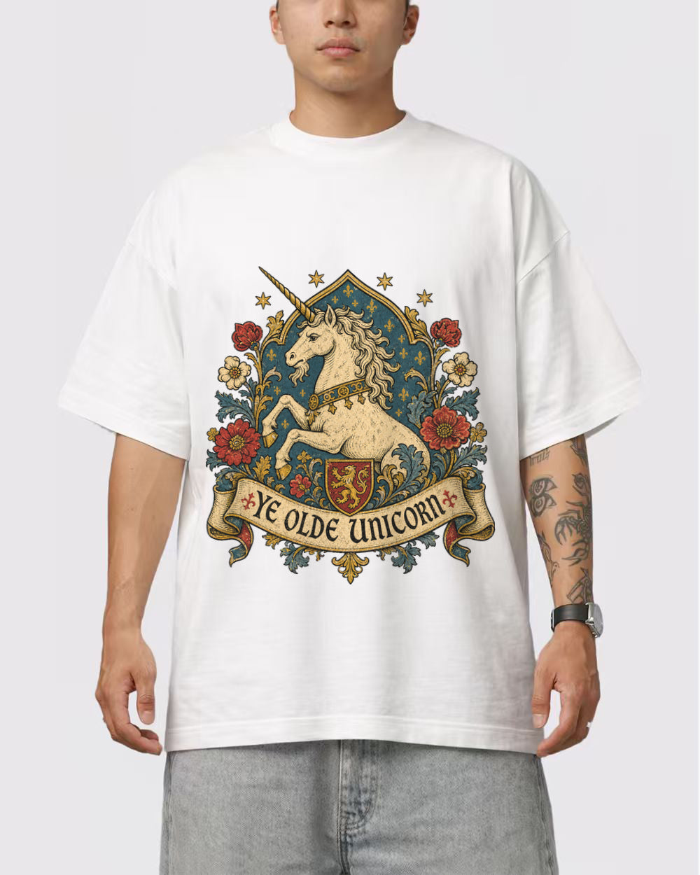 Ye Olde Unicorn Dark Graphic T-Shirt, primary front view, image 1