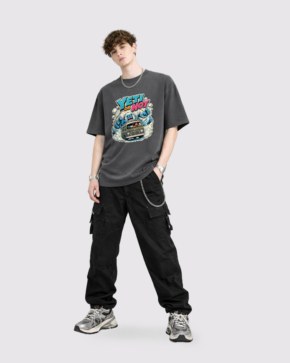Yeti Or Not Dark Graphic T-Shirt, full body fit view, image 2