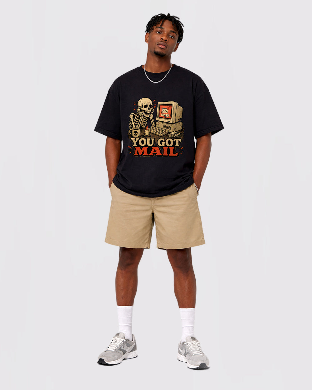 You Got Mail Dark Graphic T-Shirt, full body fit view, image 2