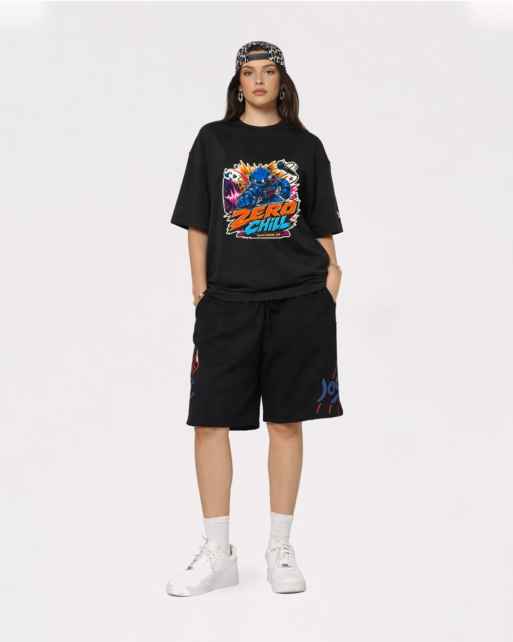 Beige Zero Chill Graphic T-Shirt full body fit view 2 image
