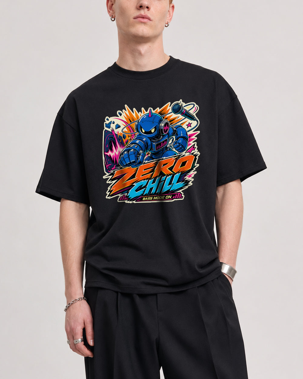 Zero Chill Graphic T-Shirt in Black, front model view 1